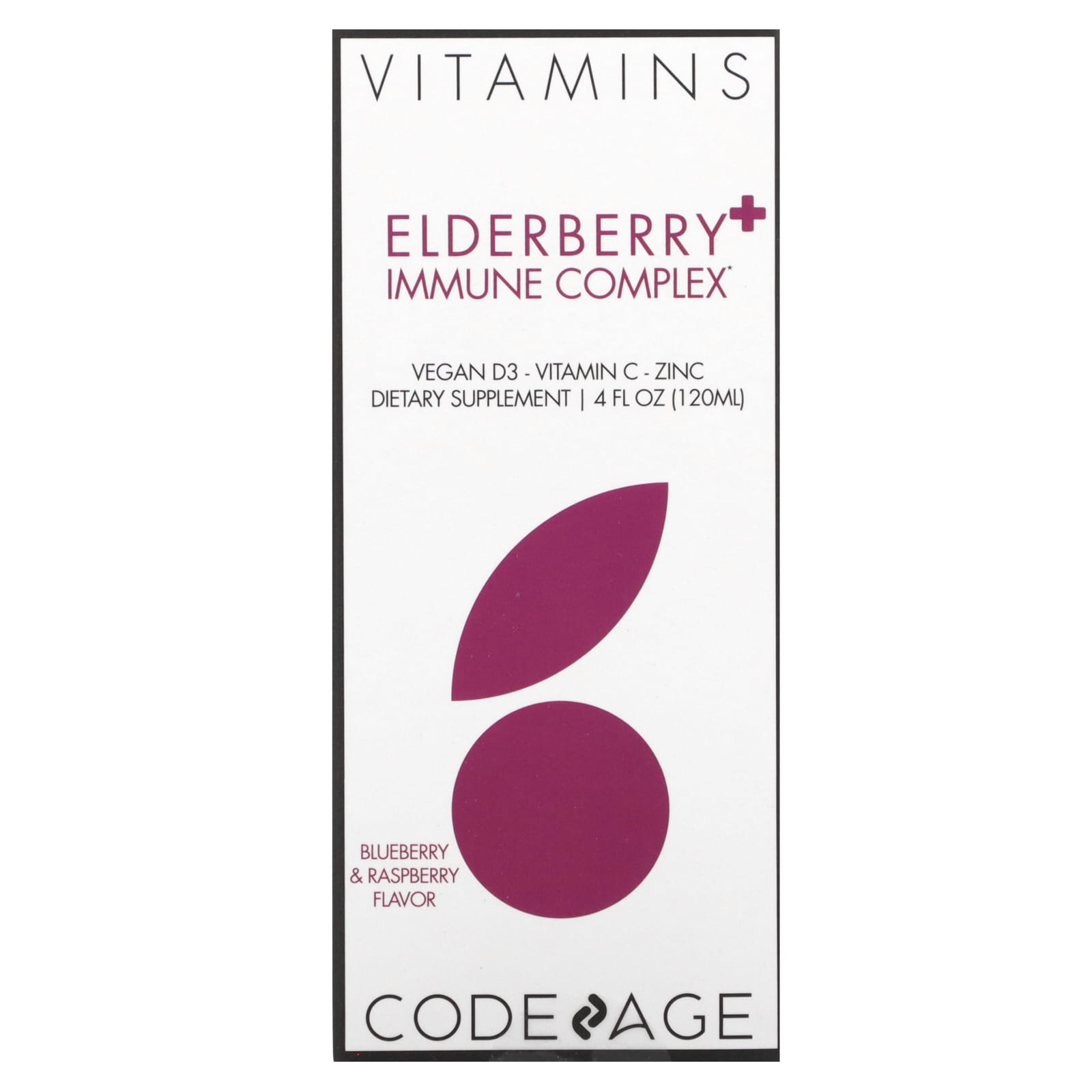 Codeage, Elderberry Vitamins Pro, 4 fl oz (120 ml) UPC 853919008670 | HiLife Vitamins